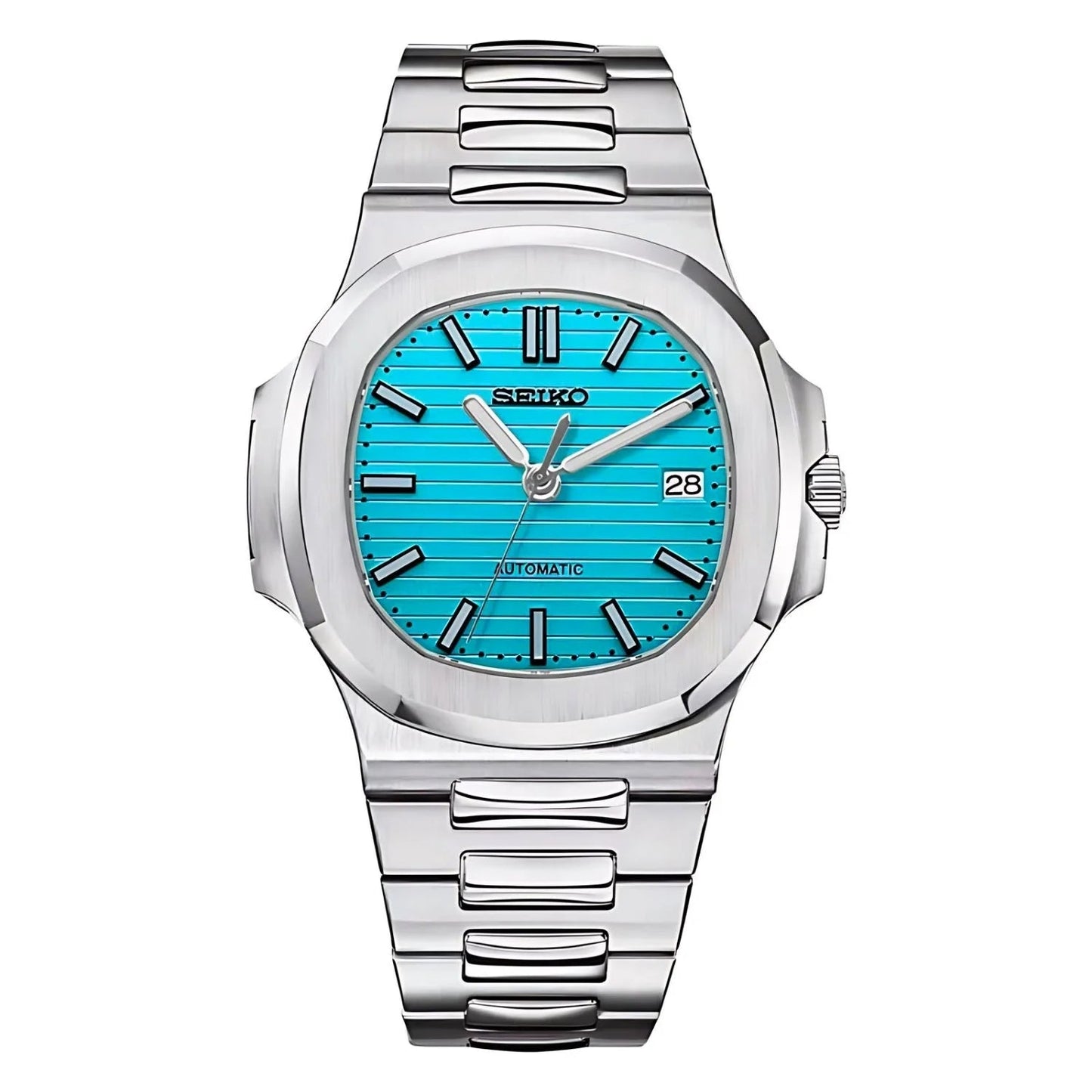 Reloj Seiko Mod Nauteiko de acero inoxidable con dial en Tiffany.